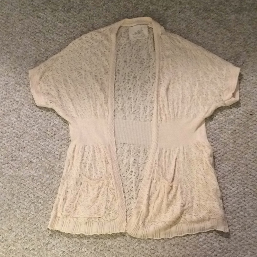 Anthropologie white short sleeve sweater